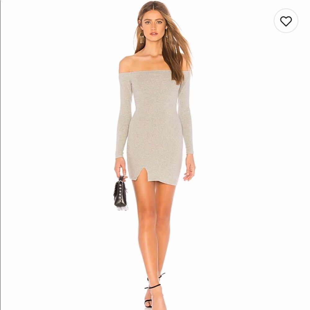 NWT Finders Keepers Gray Off Shoulder Long Sleeve Bodycon Mini Dress